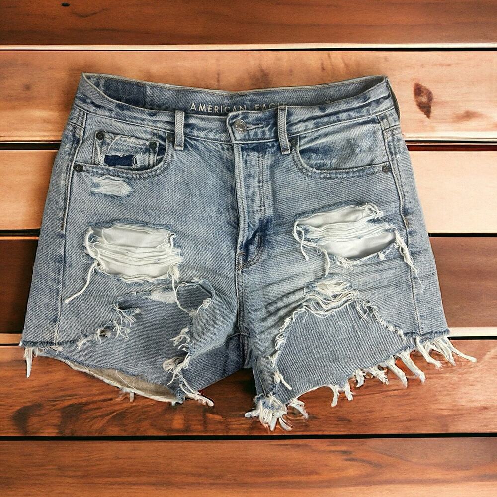 American Eagle 90’s Boyfriend Ripped Shorts Size 6 Button Fly Distressed
